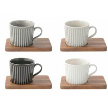 Carica l'immagine nel visualizzatore di Gallery, Set 4 tazzine espresso con piattino acacia - toni grigi Take a Break