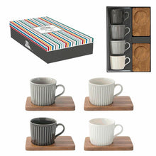 Carica l'immagine nel visualizzatore di Gallery, Set 4 tazzine espresso con piattino acacia - toni grigi Take a Break