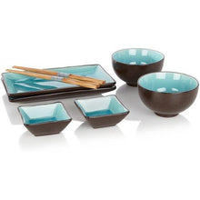 Carica l'immagine nel visualizzatore di Gallery, Set sushi 8 pezzi Tokyo Design Studio Glassy Turquoise