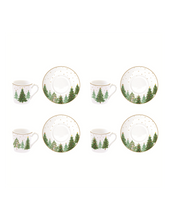 Carica l'immagine nel visualizzatore di Gallery, Cofanetto caffè 4 tazzine con piattino Festive Trees - Prezzo Outlet