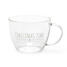 Carica l'immagine nel visualizzatore di Gallery, Set da 2 tazze in vetro borosilicato con scritta Christmas Time My Home Christmas Edition NUVOLE DI STOFFA