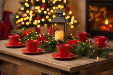 Carica l'immagine nel visualizzatore di Gallery, Set 6 tazzine caffè con piattino in porcellana Elite Rosso