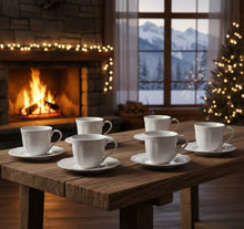 Carica l'immagine nel visualizzatore di Gallery, Set 6 tazzine caffè con piattino in porcellana Elite Bianco