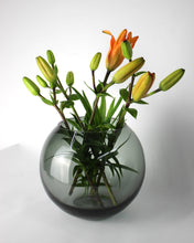 Carica l'immagine nel visualizzatore di Gallery, Vaso in vetro tondo fumè liscio Ø20