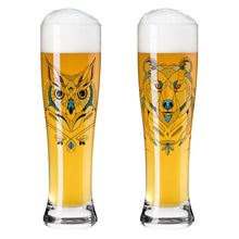 Carica l'immagine nel visualizzatore di Gallery, Confezione 2 bicchieri da birra BRAUCHZEIT #1 #2 "Orso e Gufo" RITZENHOFF