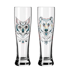 Carica l'immagine nel visualizzatore di Gallery, Confezione 2 bicchieri da birra BRAUCHZEIT #1 #2 "Orso e Gufo" RITZENHOFF