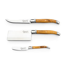 Carica l'immagine nel visualizzatore di Gallery, Cofanetto 3 coltelli formaggio Laguiole Luxury Line Olivo