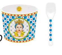 Carica l'immagine nel visualizzatore di Gallery, Coppetta gelato in porcellana con cucchiaino SICILY