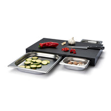 Carica l'immagine nel visualizzatore di Gallery, Tagliere Duracore 50x32,5x8,5 con 3 contenitori inox