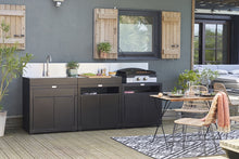 Carica l'immagine nel visualizzatore di Gallery, Cucina per esterno 3 elementi in linea top acciaio nero Le Marquier