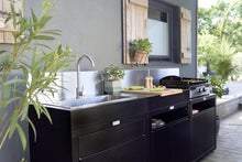Carica l'immagine nel visualizzatore di Gallery, Cucina per esterno 3 elementi in linea top acciaio nero Le Marquier