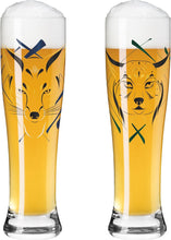 Carica l'immagine nel visualizzatore di Gallery, Confezione 2 bicchieri da birra BRAUCHZEIT #23,#24 "Lince e Volpe" RITZENHOFF