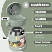 Carica l'immagine nel visualizzatore di Gallery, Contenitore termico per bambini in acciaio inox - Gufo Sabei