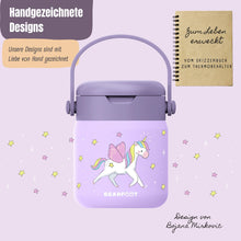 Carica l'immagine nel visualizzatore di Gallery, Contenitore termico per bambini in acciaio inox - unicorno lilla