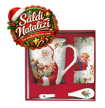 Carica l'immagine nel visualizzatore di Gallery, Tazza con cucchiaino in porcellana e sottobicchiere Santa Is Coming - Saldi