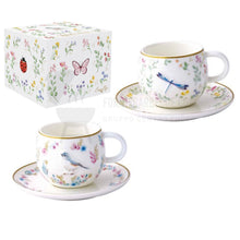 Carica l'immagine nel visualizzatore di Gallery, Set 2 tazzine espresso Fancy Garden - Uccellino e Libellula