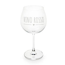 Carica l'immagine nel visualizzatore di Gallery, Set da 2 calice con scritta VINO ROSSO  con confezione My Home NUVOLE DI STOFFA