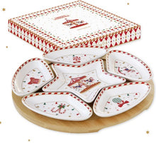 Carica l'immagine nel visualizzatore di Gallery, Set aperitivo in porcellana e bambù Christmas Wonderland - Prezzo Outlet