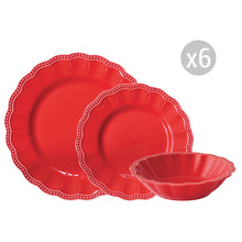 Carica l'immagine nel visualizzatore di Gallery, Servizio 18 pezzi in porcellana Elite Rosso