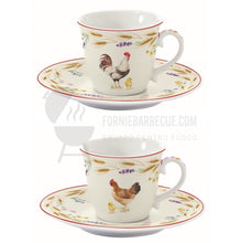 Carica l'immagine nel visualizzatore di Gallery, Set 2 tazzine da caffè con piattino in porcellana Country Life - Prezzo Outlet