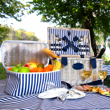 Carica l'immagine nel visualizzatore di Gallery, Cestino da picnic in vimini bianco per 4 persone Multicolor