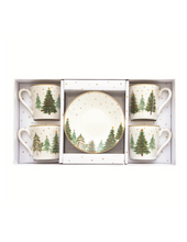 Carica l'immagine nel visualizzatore di Gallery, Cofanetto caffè 4 tazzine con piattino Festive Trees - Prezzo Outlet