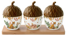 Carica l'immagine nel visualizzatore di Gallery, Set aperitivo 3 vaschette a forma di ghianda Forest Dream