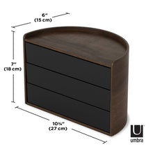 Carica l'immagine nel visualizzatore di Gallery, Portagioie organizer in legno Moona nero/noce UMBRA