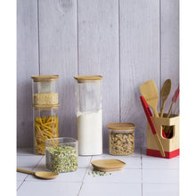 Carica l'immagine nel visualizzatore di Gallery, Set 3 barattoli contenitori in vetro e bambù Pebbly
