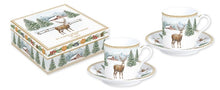 Carica l'immagine nel visualizzatore di Gallery, Set due tazzine da caffè  in porcellana con piattino in confezione regalo WHITE FOREST