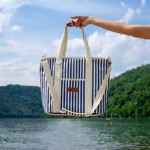 Carica l'immagine nel visualizzatore di Gallery, Borsa termica sile Tote righe blu