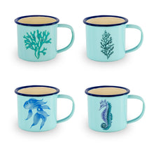 Carica l'immagine nel visualizzatore di Gallery, Set 4 tazzine caffè in latta linea mare