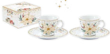 Carica l'immagine nel visualizzatore di Gallery, Set 2 tazzine caffè con piattino in porcellana in colour WHITE ELEGANCE