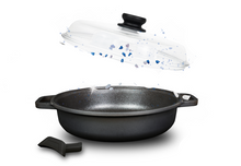 Carica l'immagine nel visualizzatore di Gallery, Tegame Ø32 alluminio pressofuso + coperchio RISOLÌ BLACK PLUS INDUZIONE