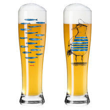 Carica l'immagine nel visualizzatore di Gallery, Confezione 2 bicchieri da birra BRAUCHZEIT #7 "GARRETON PESCI & GABBIANO" RITZENHOFF