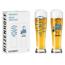 Carica l'immagine nel visualizzatore di Gallery, Confezione 2 bicchieri da birra BRAUCHZEIT #7 "GARRETON PESCI & GABBIANO" RITZENHOFF