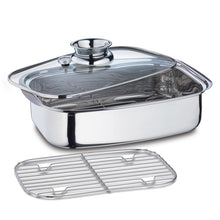 Carica l'immagine nel visualizzatore di Gallery, Rostiera vaporiera inox con coperchio e termometro Kūchenprofi
