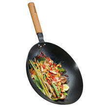 Carica l'immagine nel visualizzatore di Gallery, WOK "CANTON" in acciaio al carbonio e manico in legno Ø30