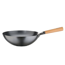 Carica l'immagine nel visualizzatore di Gallery, WOK "CANTON" in acciaio al carbonio e manico in legno Ø30