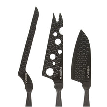 Carica l'immagine nel visualizzatore di Gallery, Set 3 coltelli formaggio Monaco Nero + custodia in cuoio Boska