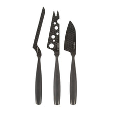 Carica l'immagine nel visualizzatore di Gallery, Set 3 coltelli formaggio Monaco Nero + custodia in cuoio Boska