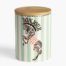 Carica l'immagine nel visualizzatore di Gallery, Barattolo contenitore in porcellana con tappo in bamboo Yvonne Ellen Zebra