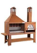 Carica l'immagine nel visualizzatore di Gallery, Barbecue a legna combinato con forno a legna VULCANO FIRE Combinato Corten