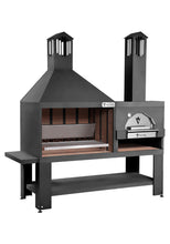 Carica l'immagine nel visualizzatore di Gallery, Barbecue a legna combinato con forno a legna VULCANO FIRE Combinato NERO