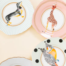 Carica l'immagine nel visualizzatore di Gallery, Set 4 piatti torta Yvonne Ellen GIRAFFE/LEOPARD/DOG/BIRDS TEA