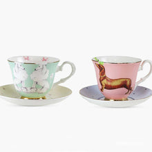 Carica l'immagine nel visualizzatore di Gallery, Set 2 tazze da the con piattino Yvonne Ellen Sausage dog and Poodle