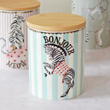 Carica l'immagine nel visualizzatore di Gallery, Barattolo contenitore in porcellana con tappo in bamboo Yvonne Ellen Zebra