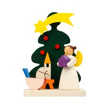 Carica l'immagine nel visualizzatore di Gallery, Decorazione in legno Angelo con albero di Natale Graupner Holzminiaturen - Prezzo Outlet