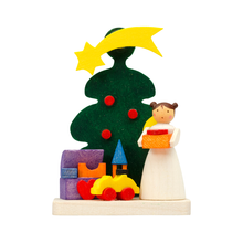 Carica l'immagine nel visualizzatore di Gallery, Decorazione in legno Angelo con albero di Natale Graupner Holzminiaturen - Prezzo Outlet