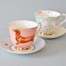 Carica l'immagine nel visualizzatore di Gallery, Set 2 tazze da the con piattino Yvonne Ellen Sausage dog and Poodle